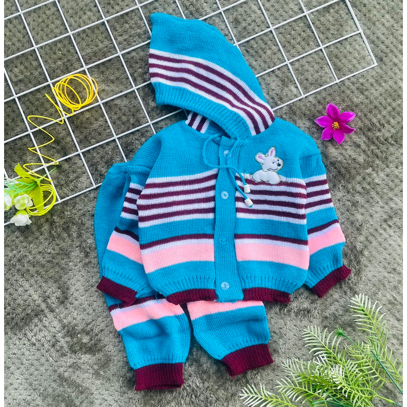 stelan jaket rajut bayi 0-6 bulan SALUR