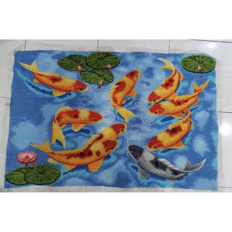 kristik ikan koi hiasan strimin jahitan cross stitch hiasan dindinh rumah