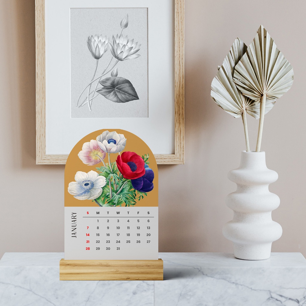 

Flourish aesthetic Calendar 2024 Table Wooden