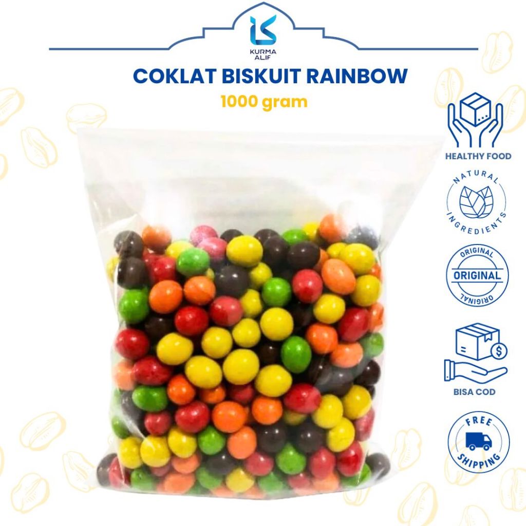 

Coklat Lagie RainbowBall 1 Kg - Biskuit Bola Rainbow Mix Warna Warni