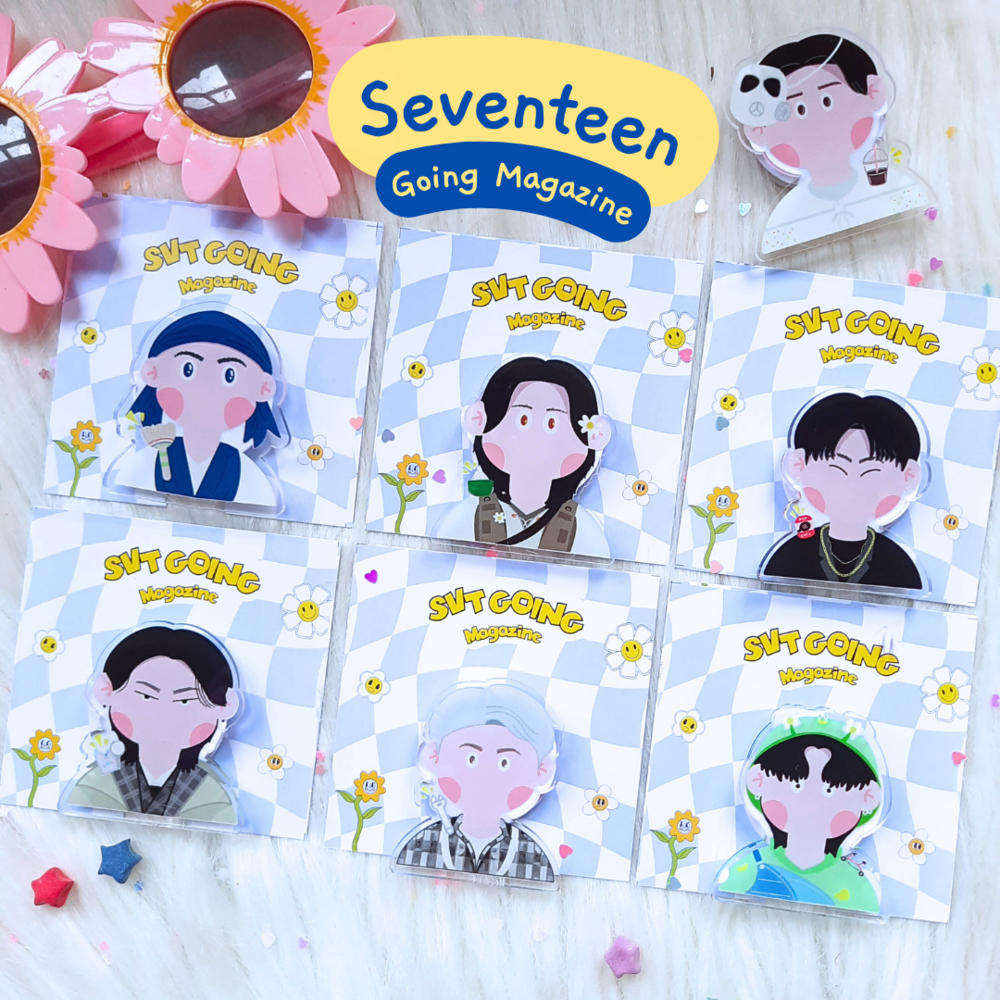 DONEOBSEO.ID Seventeen Going Magazine Acrylic Phone Holder Griptok / Grip HP Ilustrasi Fanart Sevent