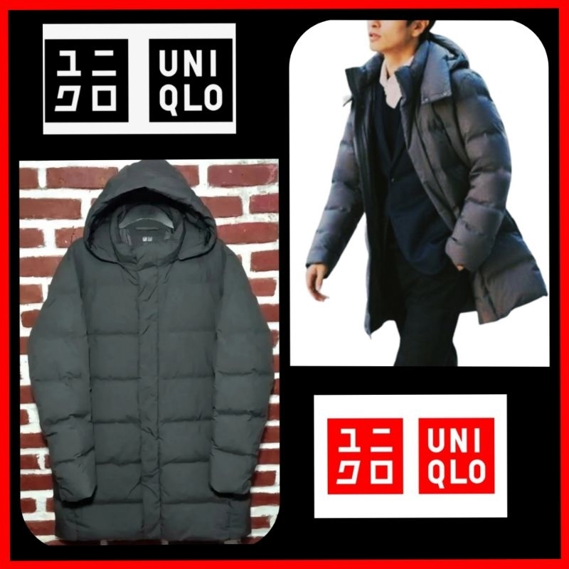 UNIQLO MEN'S SEAMLESS DOWN PARKA WATER REPELLENCY  PUFFER LONG COAT JACKET GRAY