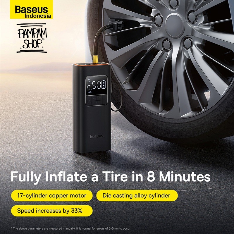 BASEUS Super Mini Pro Inflator Pump Pompa Ban Kendaraan Mobil Sepeda Motor Bola Basket Sepak Darurat