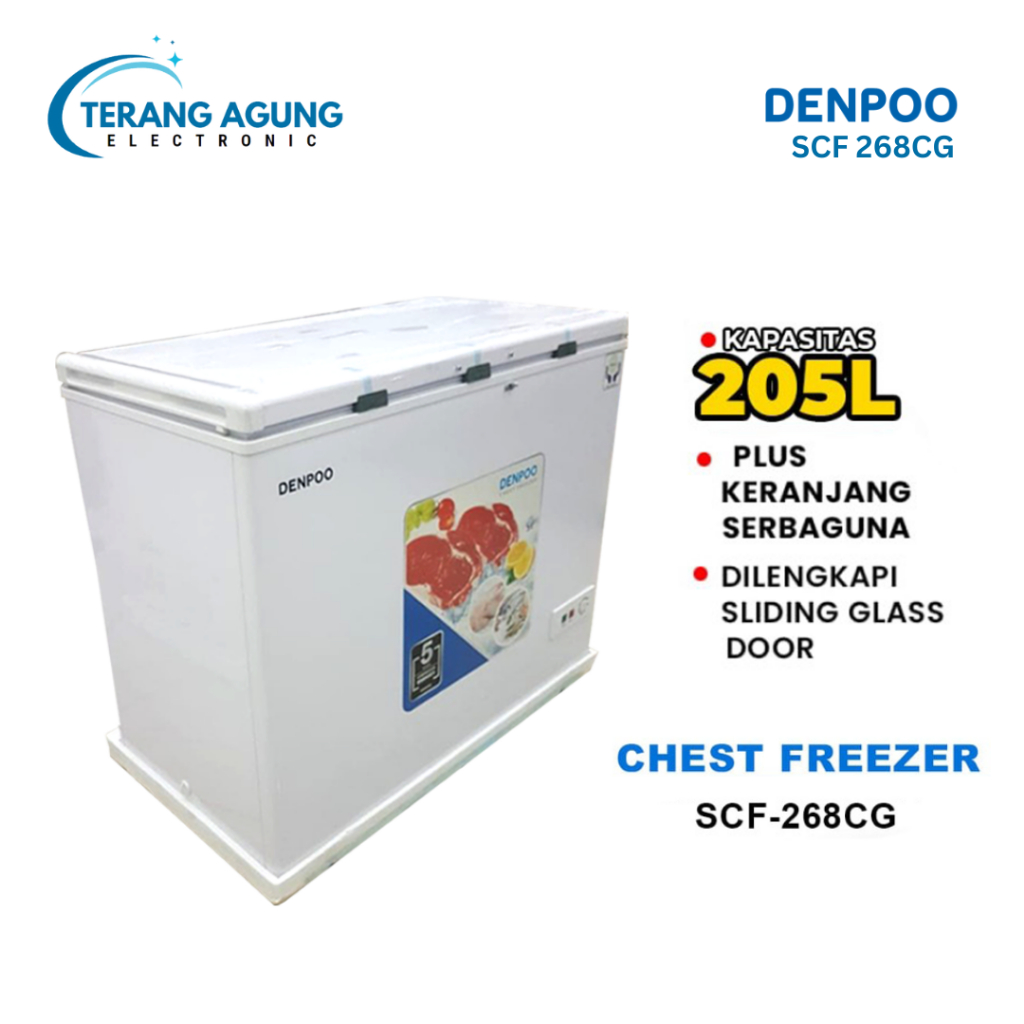Chest Freezer DENPOO SCF 268 CG Kapasitas 205 Liter