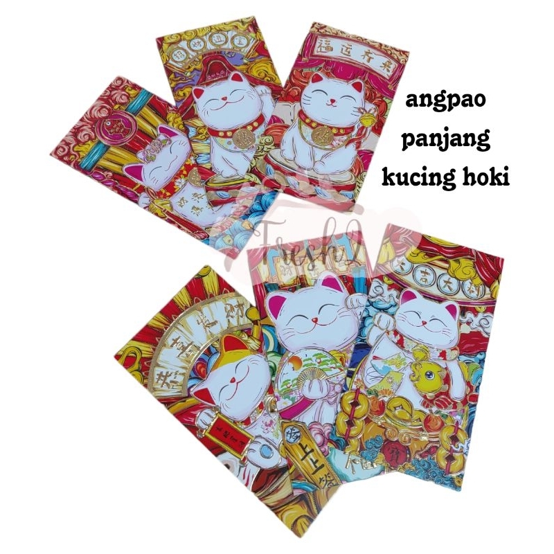 

angpao imlek hoki terbaru bahan kertas tebal motif kucing hoki