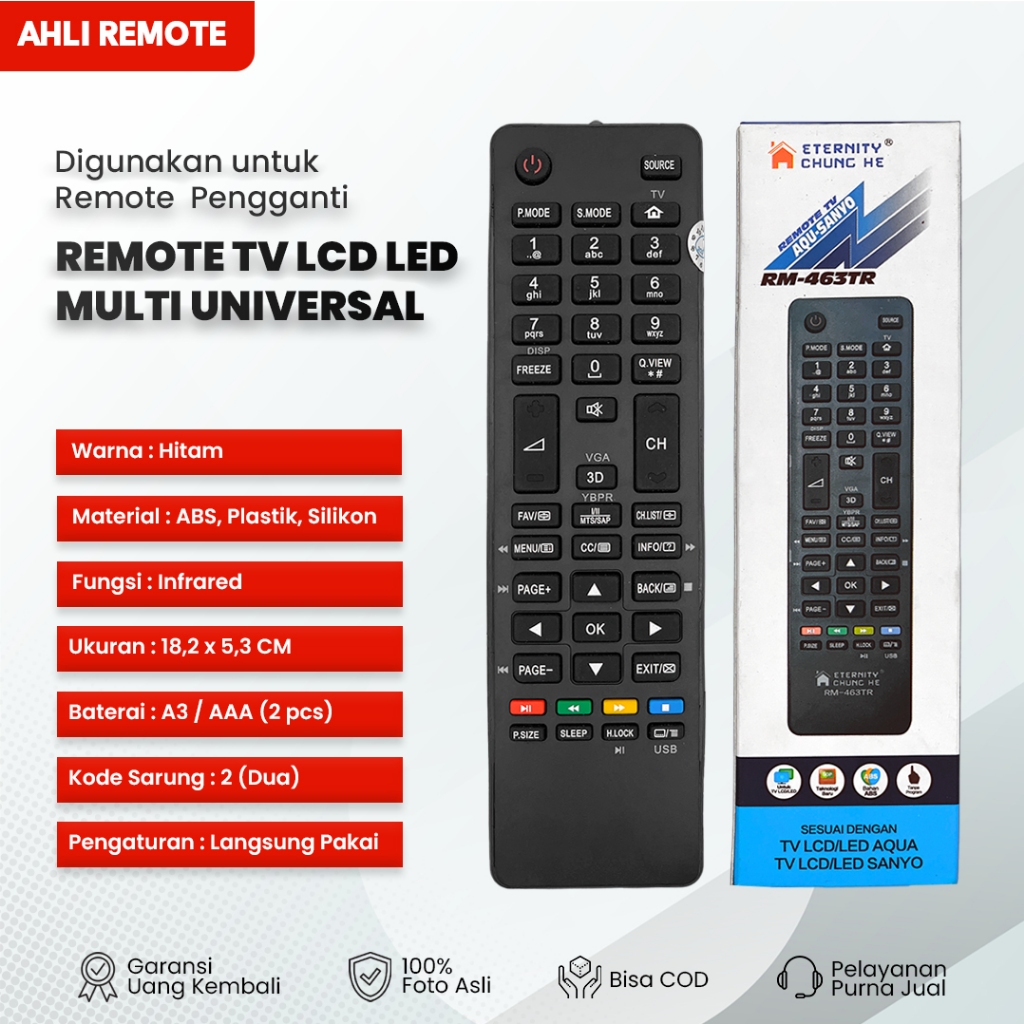 Remote TV Aqua LCD LED Universal / Remot TV LCD LED Sanyo Multi