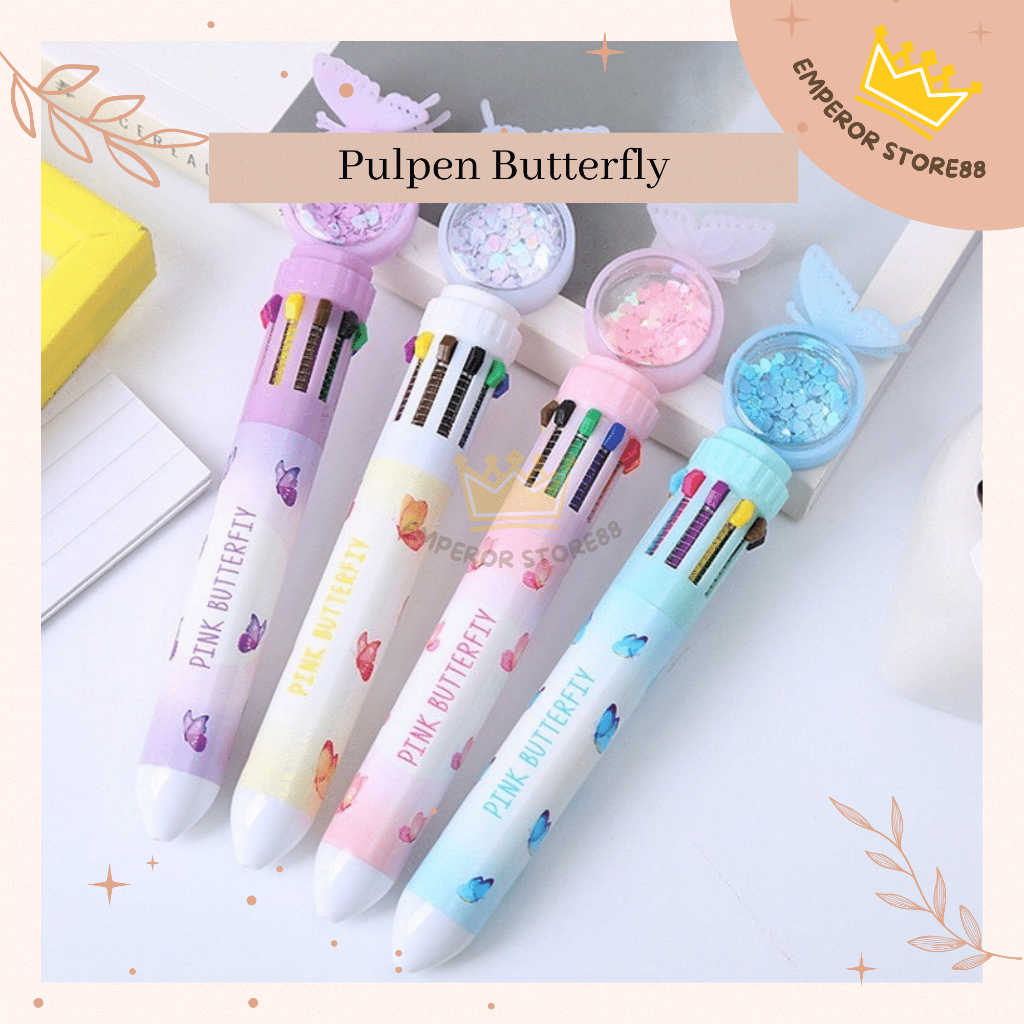 

Pulpen Butterfly Gliter Lucu 1 Pena 10 Warna