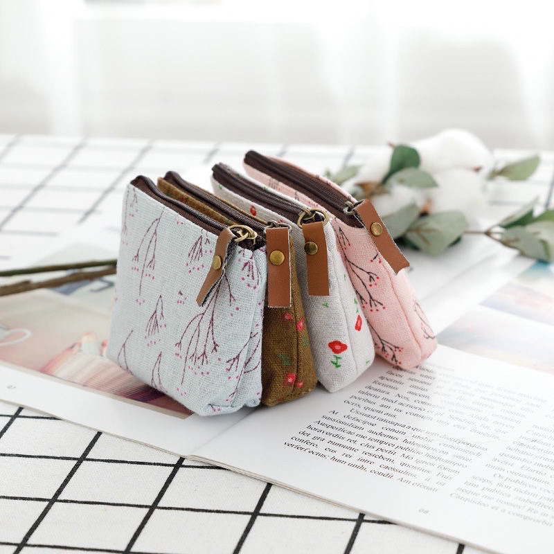 POUCH DOMPET KOIN RESLETING LIVE STYLE KANVAS DOMPER SERBAGUNA RESLETING MOTIF BUNGA