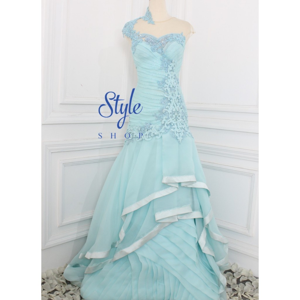 Gaun pesta /evening gown/longdress biru Muda 5570