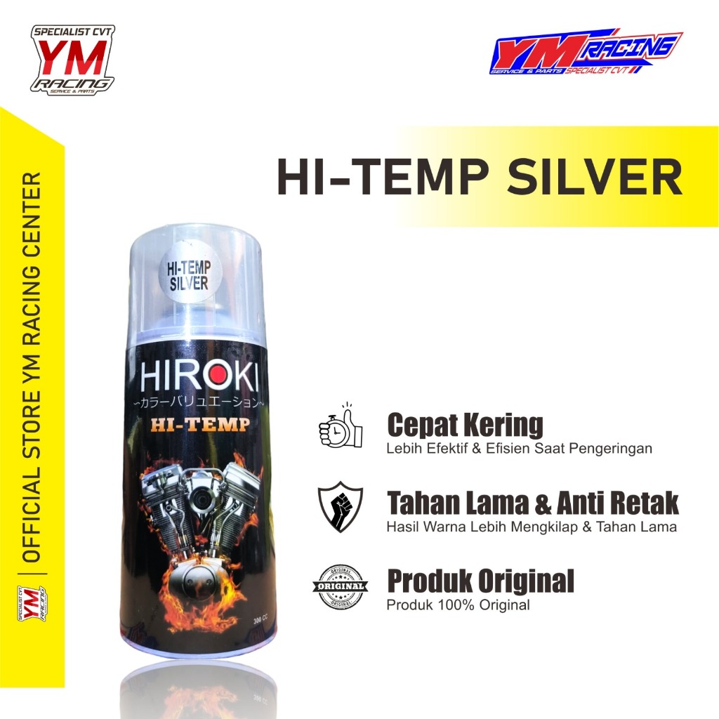 CAT SEMPROT HI TEMP BLACK / SILVER HIROKI HI-TEMP 300CC ANTI PANAS HITAM / SILVER UNTUK KENALPOT MES