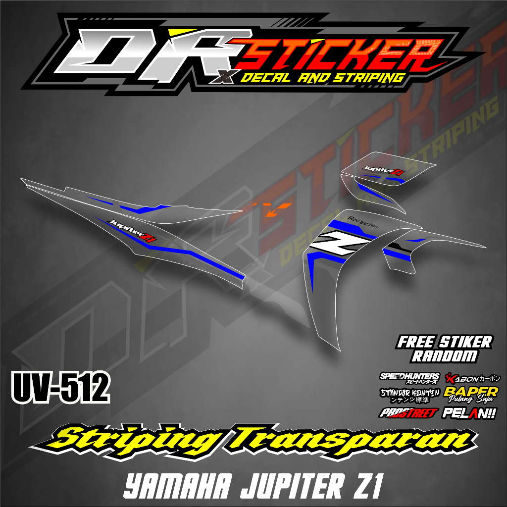 VIRAL STRIPING STIKER TRANSPARAN MOTOR JUPITER Z1 SIMPLE DESIGN