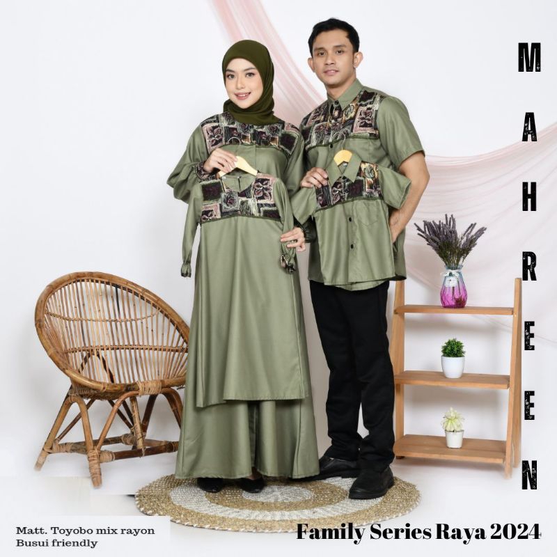 Family Set Baju Couple Keluarga Sarimbit Baju Lebaran 2024 MAHREEN bahan Toyobo mix Rayon Super