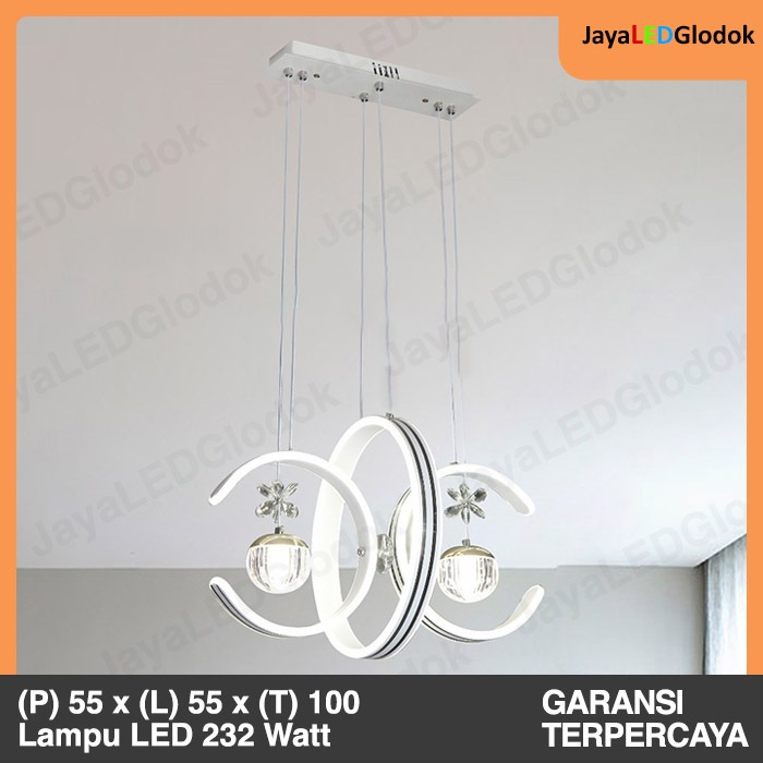Lampu Gantung Minimalis Ruang Makan Putih Lingkaran LED 55 cm