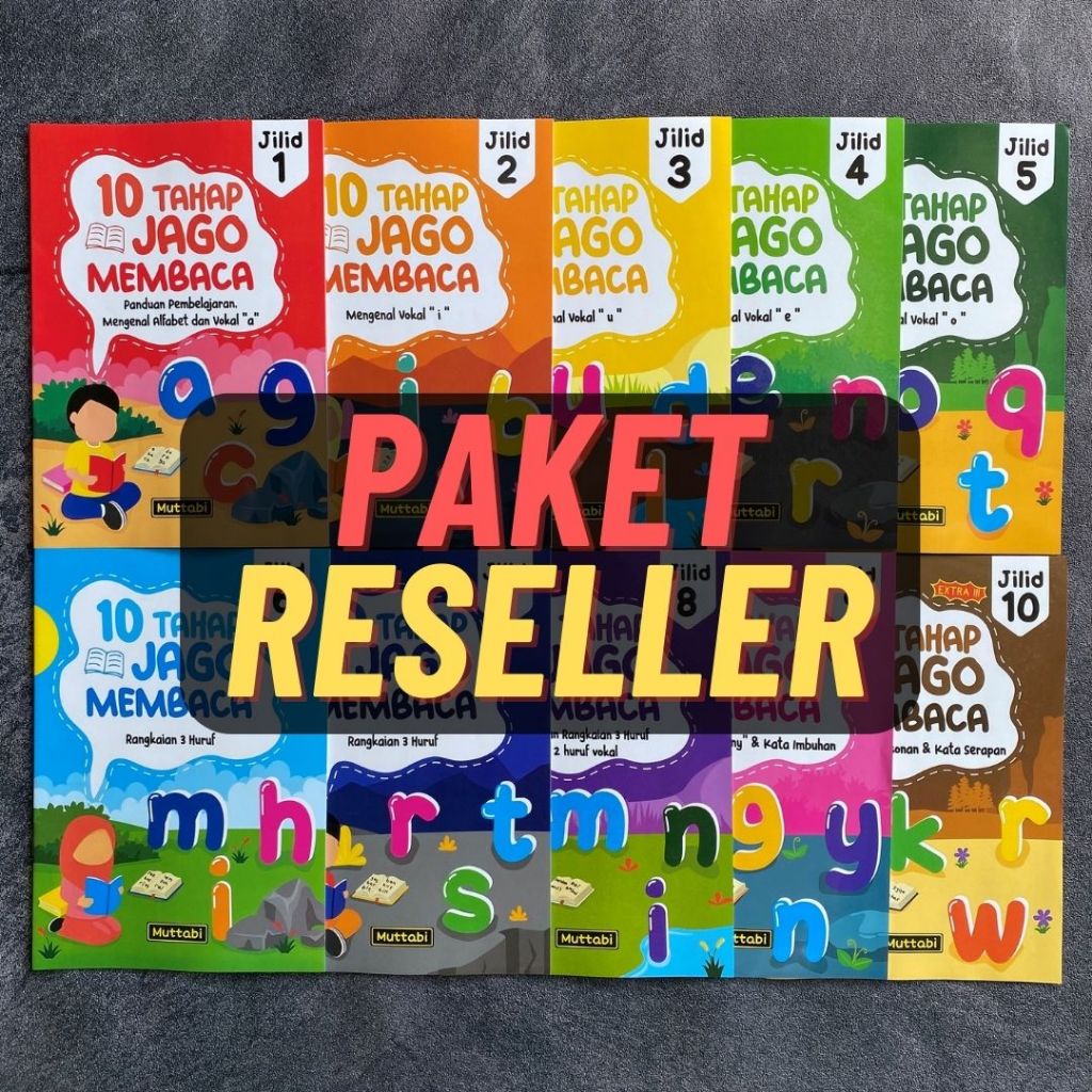 Paket Reseller Buku 10 Tahap Jago Membaca Muttabi - Paket Bundling STJM Jilid 1 - 10