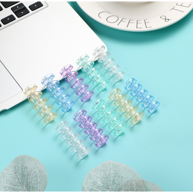 

DIY Creative 5 holes Ring Binding Binder 360 derajat / Ring Binding 5 lubang warna Soft Pastel Transparan