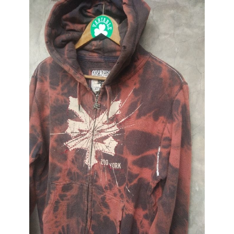hoodie zip sweater tie dye zoo york size M