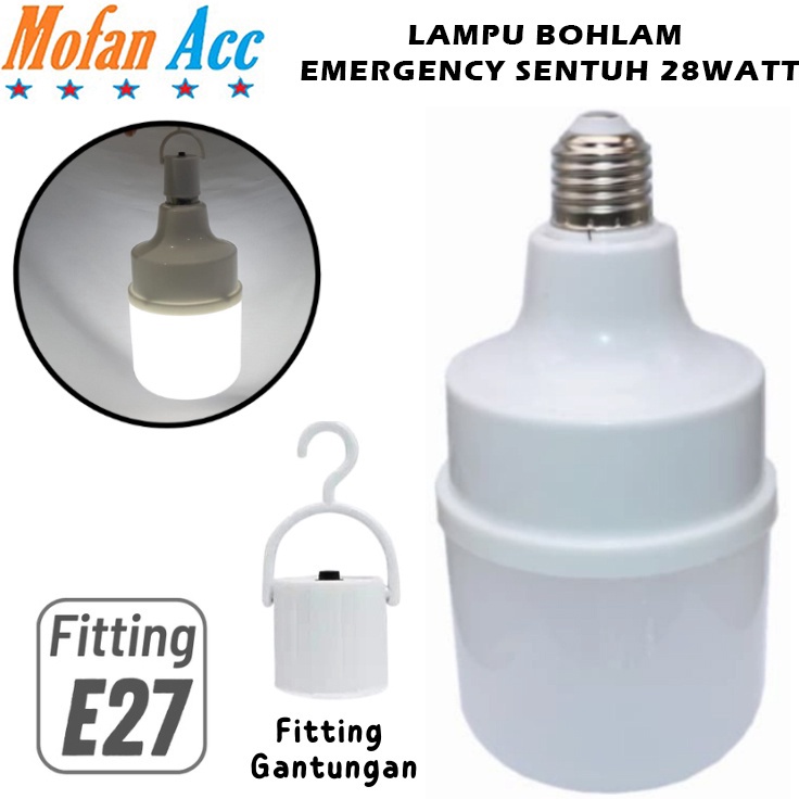 Uv Bohlam Emergency SX28W Lampu Sentuh LED 28 Watt Darurat Disentuh Nyala Lamp Putih White 28Watt 28
