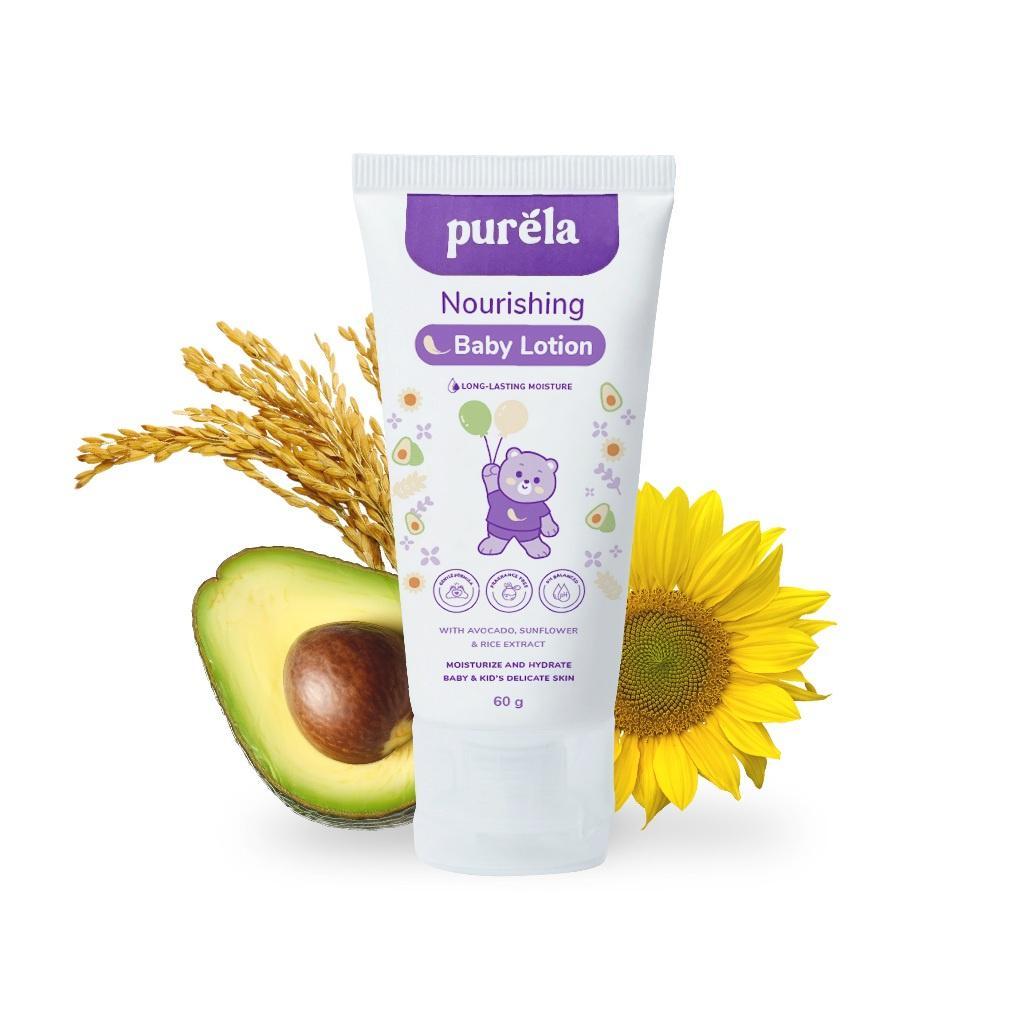 Purela Nourishing Baby Lotion 60gr  Membantu Mencerahkan dan Melembabkan Kulit Bayi
