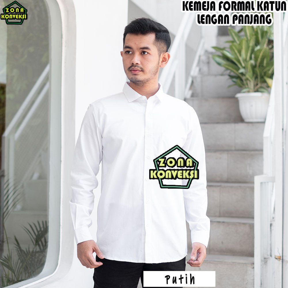 Kemeja Kasual Lengan Panjang Warna PUTIH | Kemeja Formal Pria Nyaman