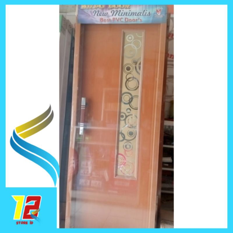 LM Jati - Pintu Kamar Mandi PVC Tebal Motif Kayu Jati Kaca Cermin