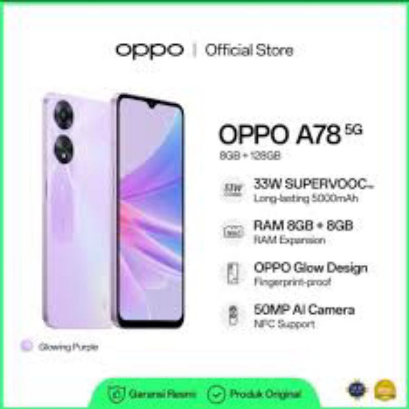 Oppo A78 5G NFC 8/128 Ram 8gb 128gb new garansi resmi