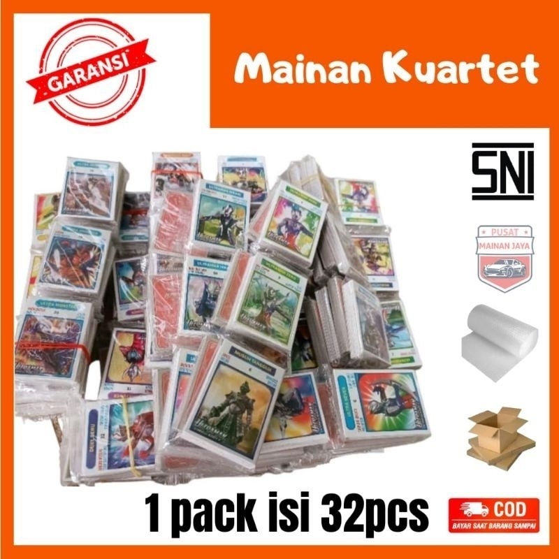 mainan kartu kwartet isi 32 lembar kartu kwartet kartu teplek