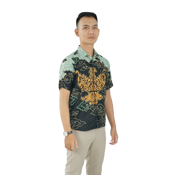 BATIK TRUSMI Kemeja Batik Pria Atasan Pria Batik DB 10963 MKR Hitam