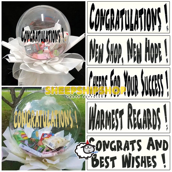 

ECERAN STIKER BALON CONGRATULATION 30x10cm Balon Bobo PVC Stiker Balon Bening
