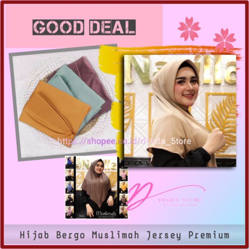 Jilbab Bergo Kerudung Instan Hijab Jersey Premium Pet Antem Polos Stretch Flowly Fashion Muslim Banj