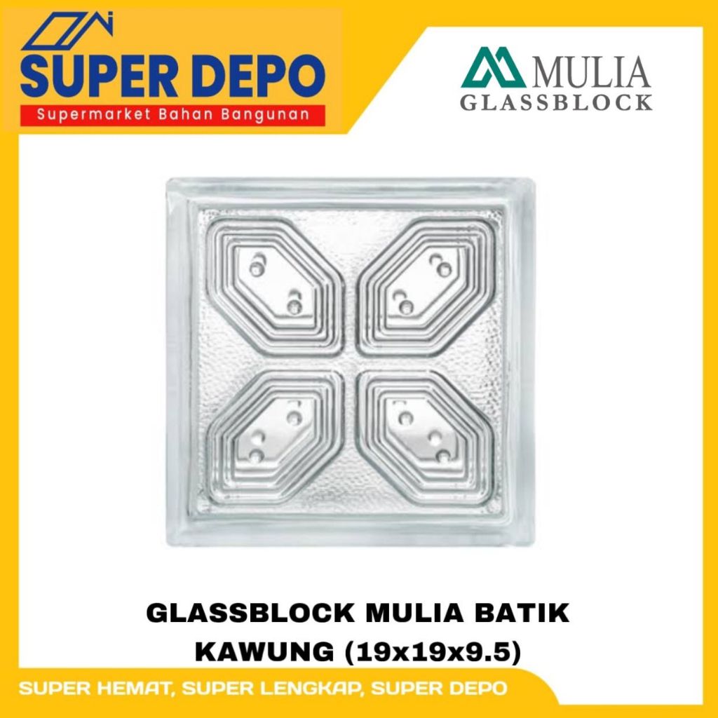 GLASS BLOCK MULIA BATIK KAWUNG 19X19X9.5
