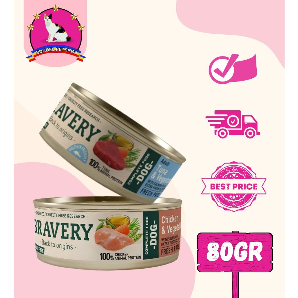 BRAVERY Wet Food for Dogs 80gr / Makanan Basah Anjing / Wet Food