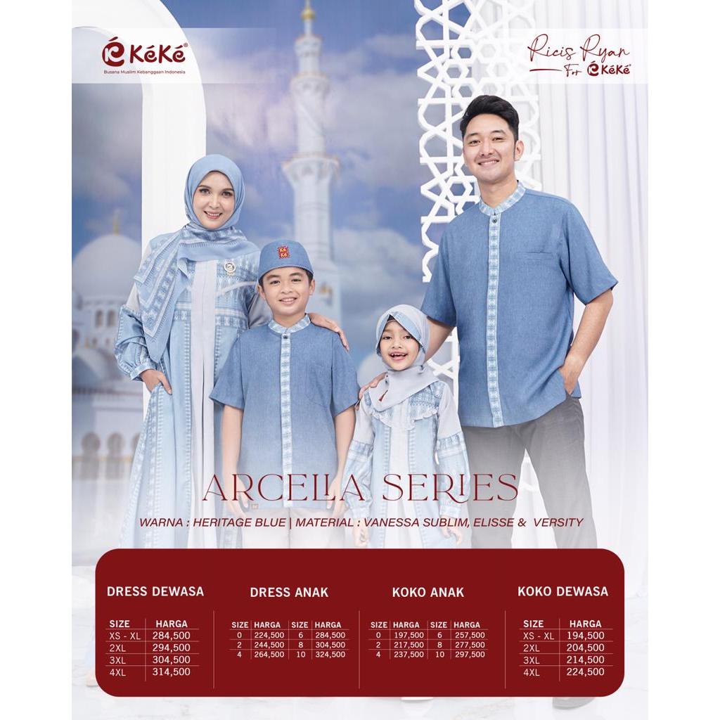 Gamis Dewasa Terbaru 2024 Keke Arcelia Series Blue/Baju Couple Keluarga Keke/Sarimbit Keke