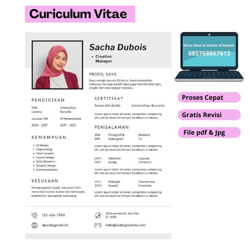 

Jasa Pembuatan Desain CV/Curiculum Vitae/Surat Lamaran Kerja/Template Design