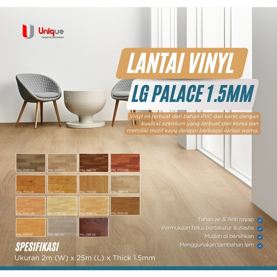 Karpet Vinyl Roll LG Palace Motif Kayu Tebal 1,5 mm / Vinyl Lantai Meteran Termurah