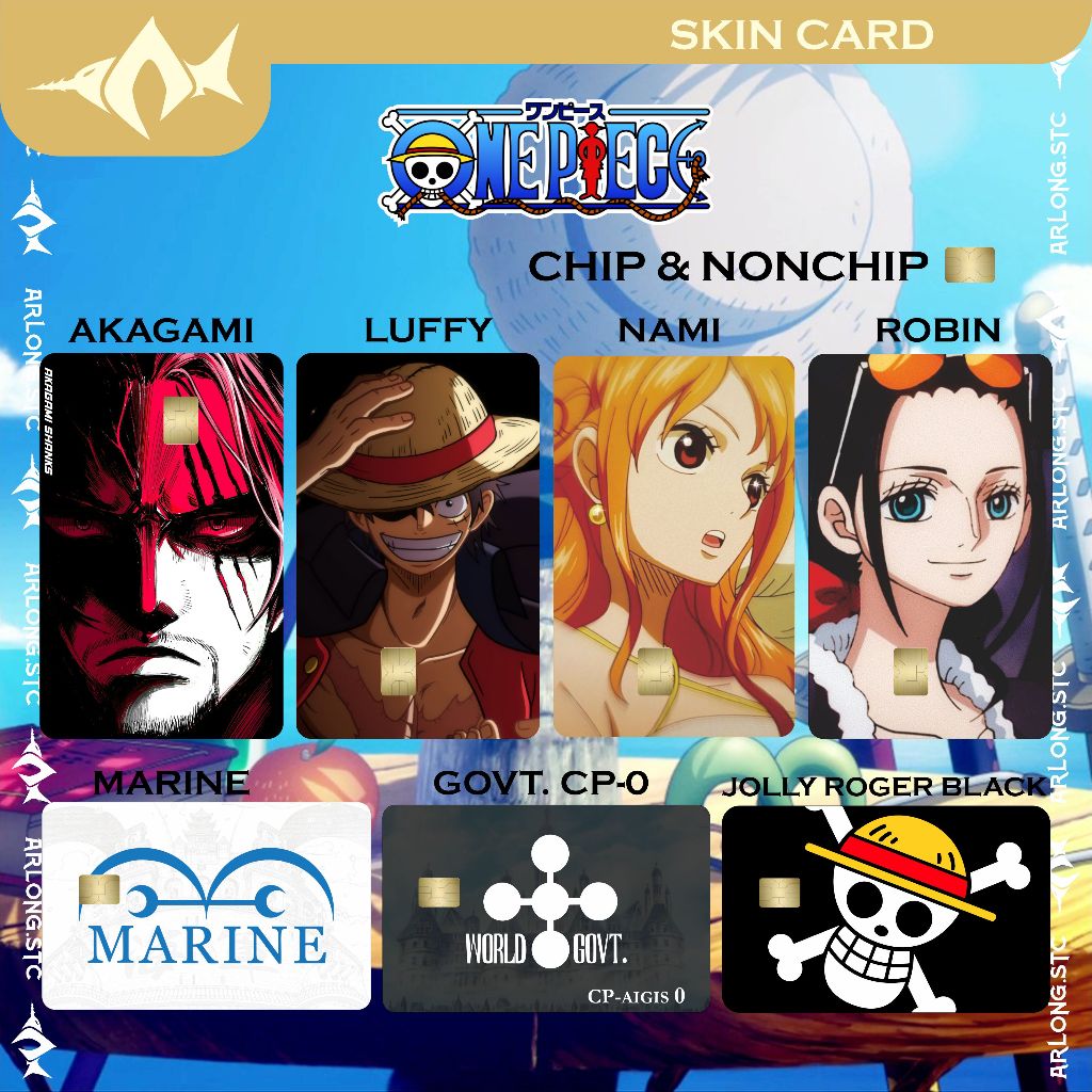 VINIL Skin Card / Skin Kartu / Sticker Kartu ATM Chip & Nonchip One Piece - Mugiwara / Straw Hat / J