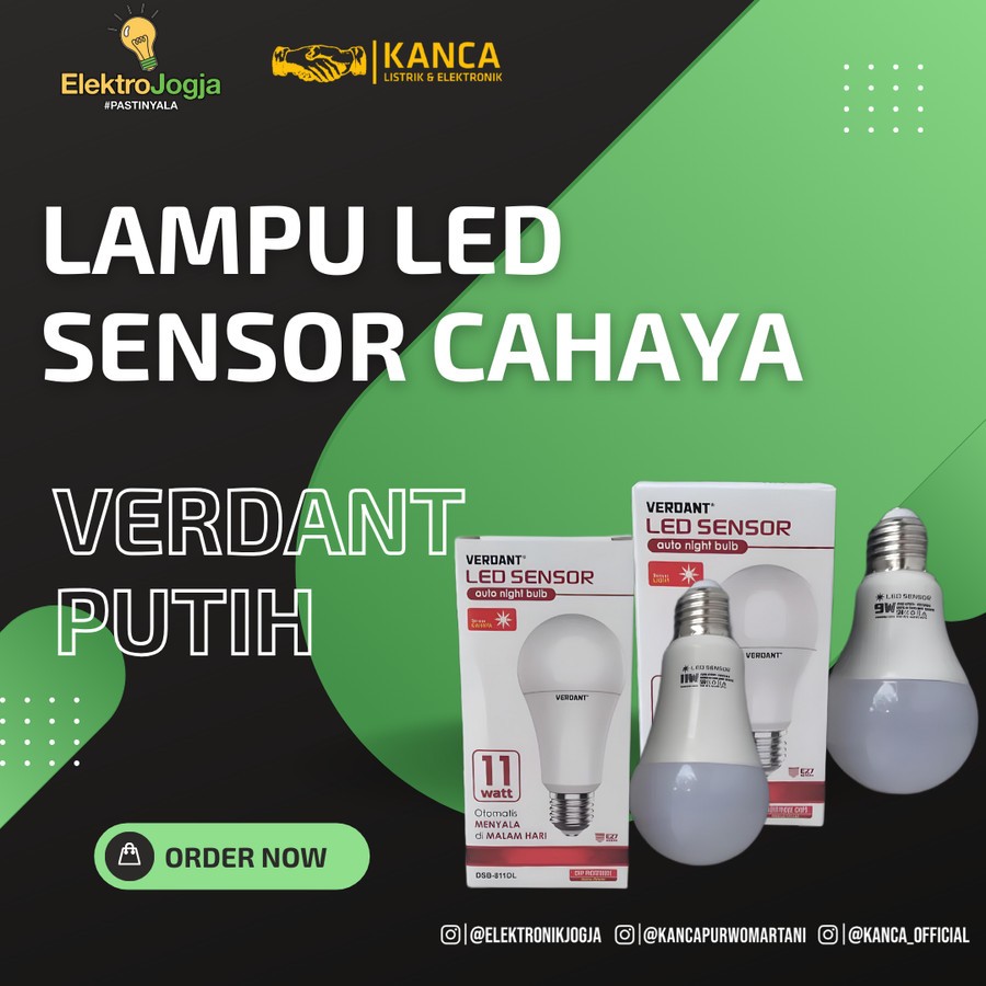 Lampu LED Sensor Verdant 9 Watt 11 Watt Cahaya Putih