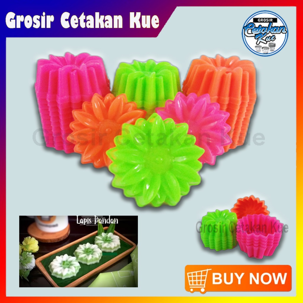 ISI 12 PCS - CETAKAN KUE | PUTU AYU PUDING | BOLU KUKUS MOTIF BUNGA LOTUS BAHAN PLASTIK