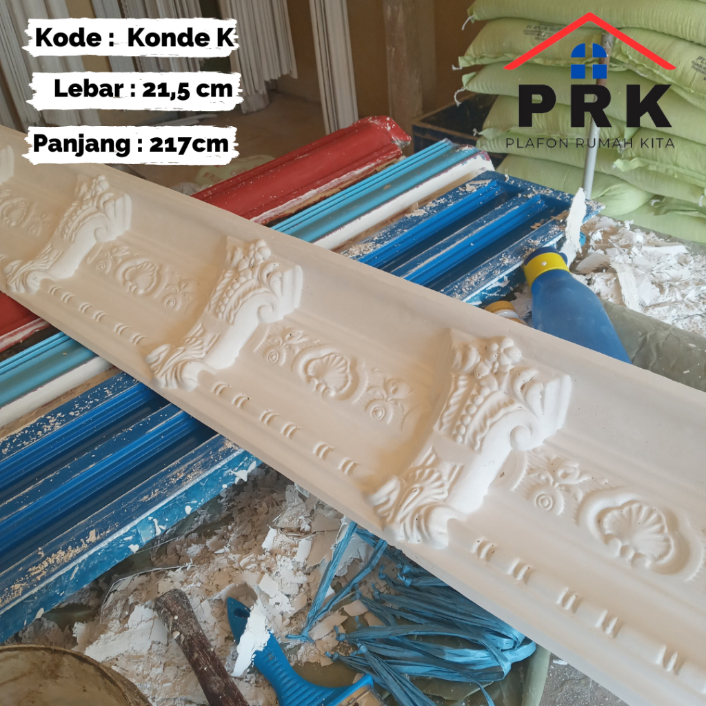 Lis List Gypsum Gipsum Motif konde lebar 21cm Plafon ornament dekoratif untuk Interior Plafond hiasa