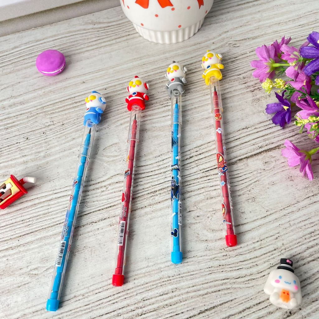 

pensil susun ultramen keperluan anak sekolah pen lucu imut keren pena unik fancy elegan bisa COD termurah import