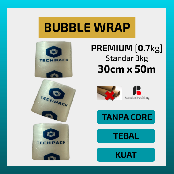 

Plastik Bubble Wrap Roll Bening Putih 30 cm x 50 m Premium Tebal 30cm x 50m TECHPACK Bable Bubblewrap Buble