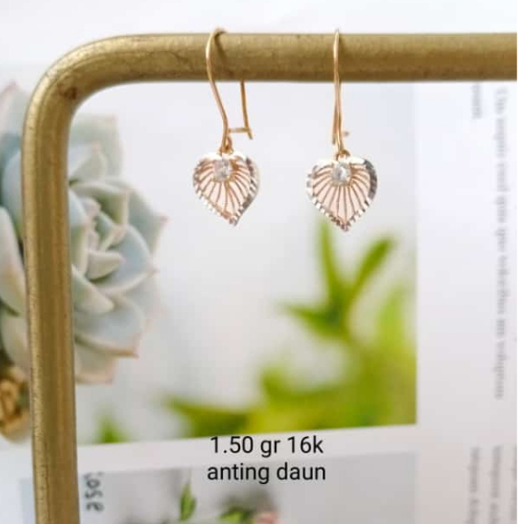 Anting Permata Love Soliter Mewah Anting Fashion Panjang Cantik Emas Asli