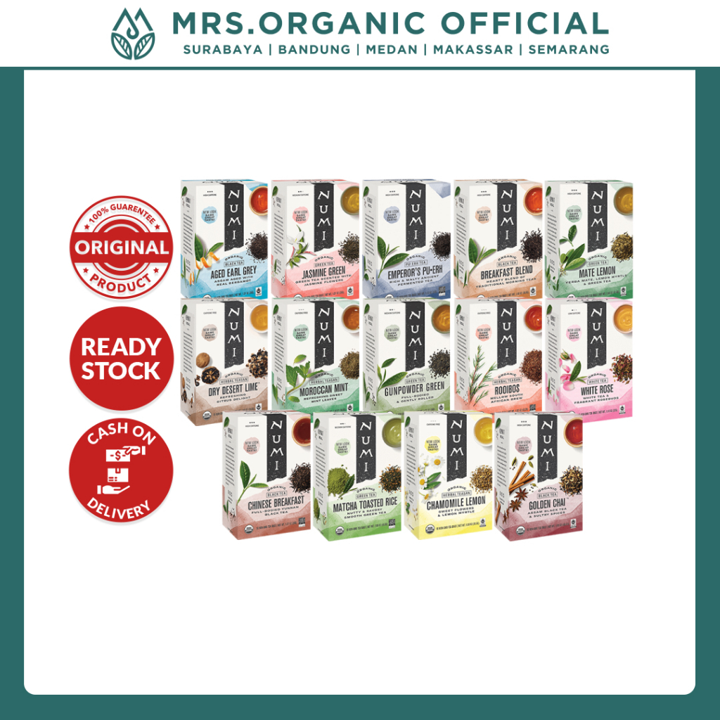 

Numi Organic Tea 18 Tea Bags ALL Variant - Teh Hijau Organik Teh Celup Teh Detox Organik Alami
