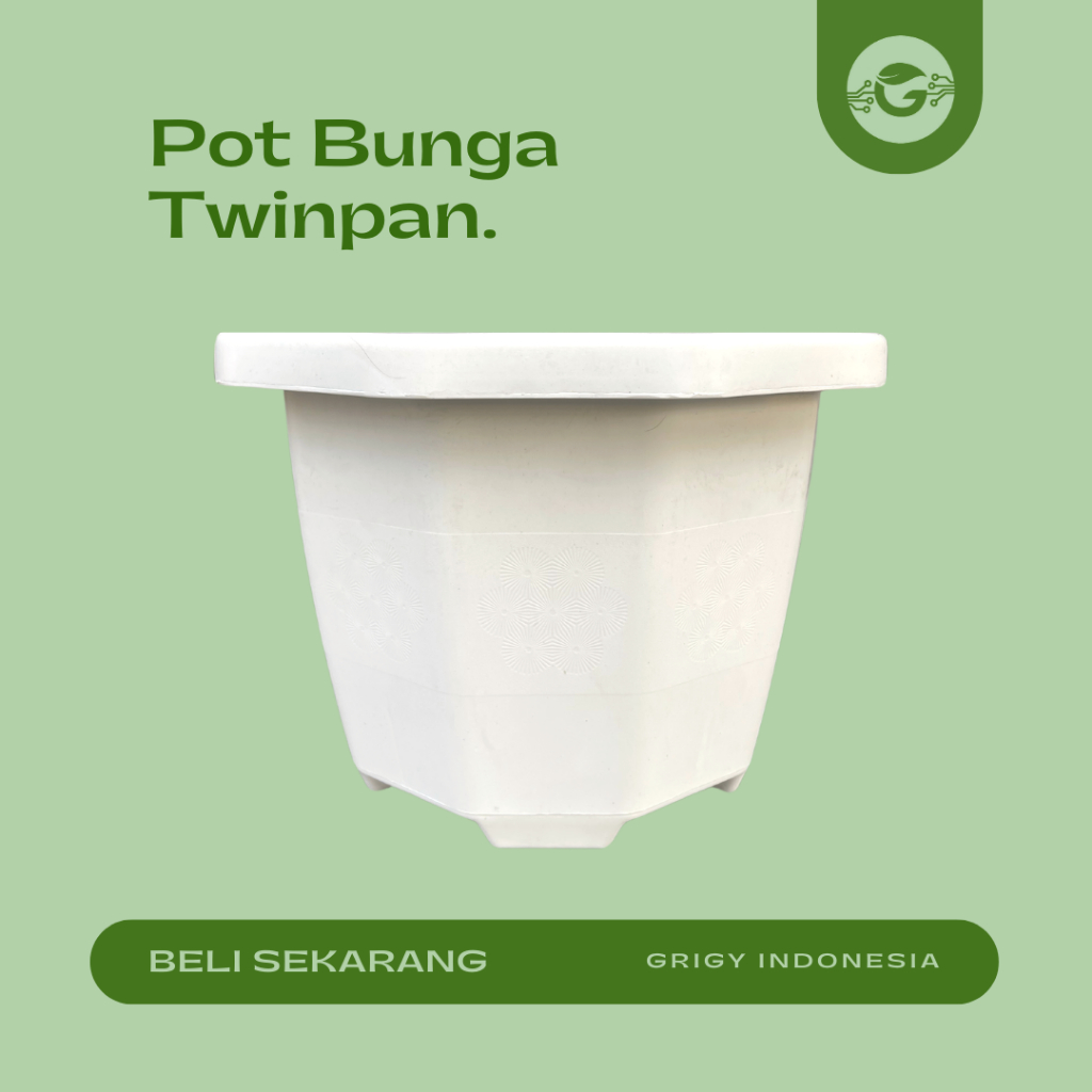 POT BUNGA TWINPAN PUTIH/ POT TANAMAN HIAS TWINPAN