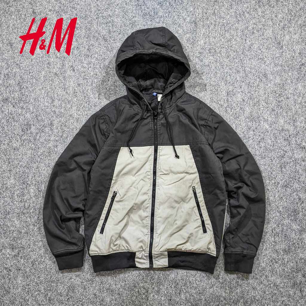 Divided H&M Bomber - Jaket Tebal Casual Pria Kasual Kanvas Second Bekas Original - JX893