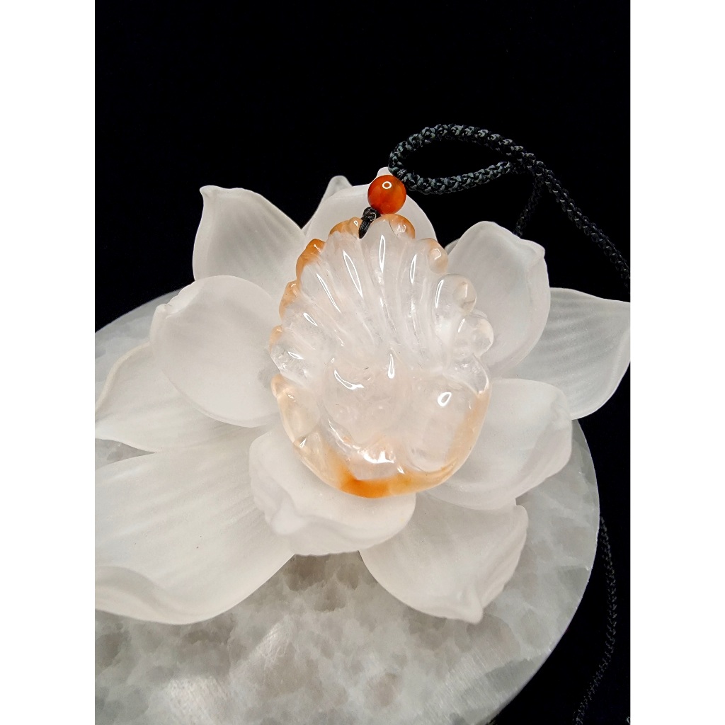 Liontin Batu Red Phantom Quartz Bulu Kelinci 9 Tails Fox 5A 38mm F929