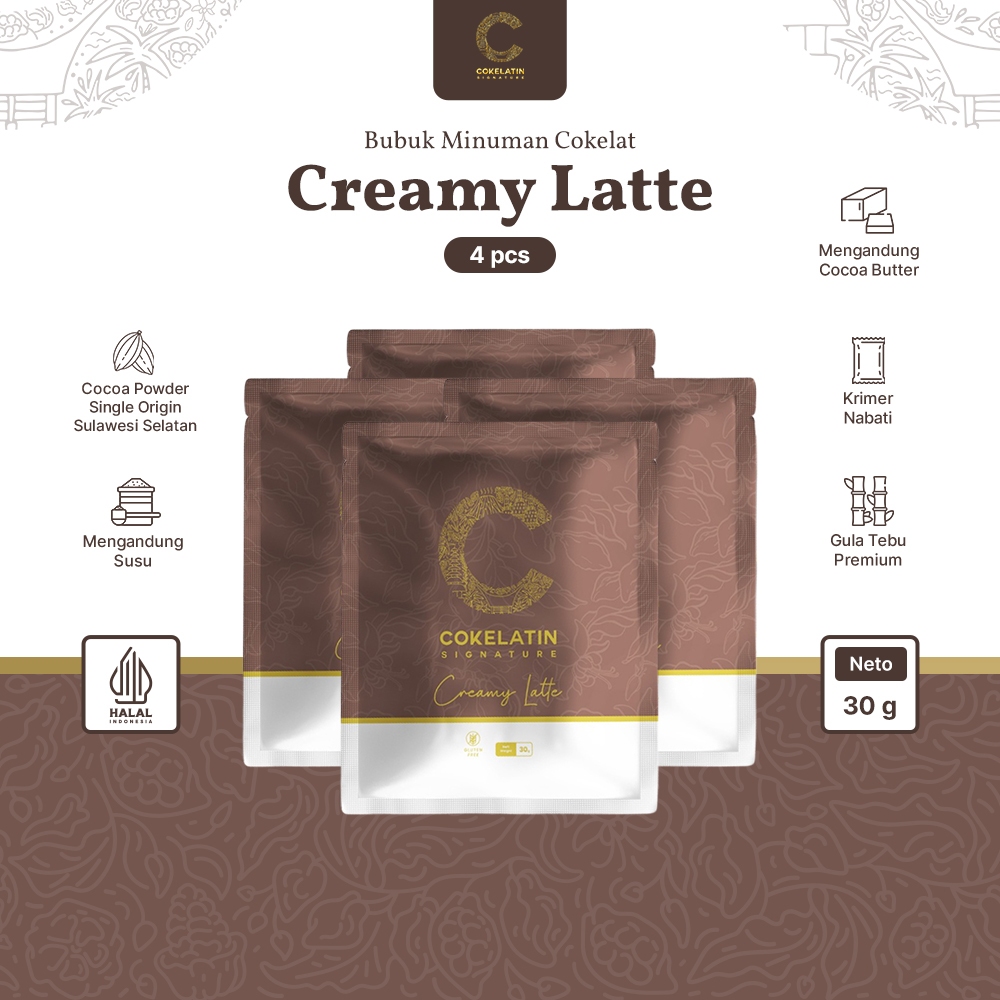 

Cokelatin Signature - Minuman Seduh Coklat Bubuk - Creamy Latte - Isi 4 Sachet 30gr