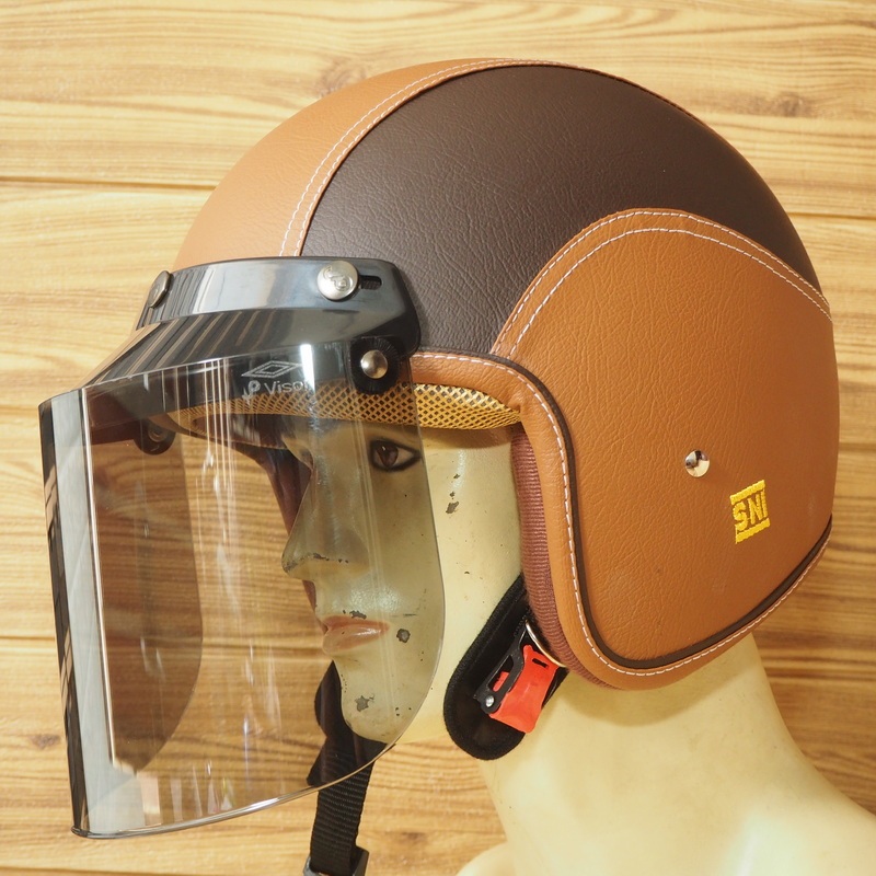 BOGO HELM BOGGO CLASSIC GLOSSY SNI DEWASA PRIA DAN WANITA HELMET RETRO KLASIK LEATHER SINTETIS KACA 