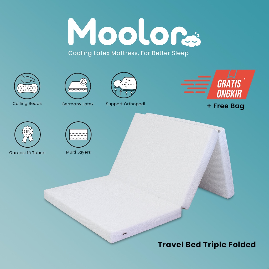 Moolor Cooling Latex Travel Mattress 200 x 90 x 10 / Kasur Lipat / Matras Lipat