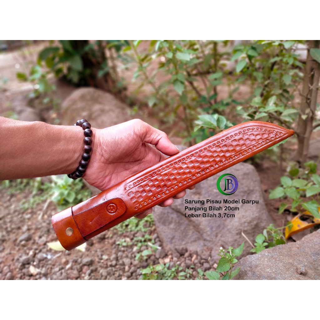 Sarung Pisau 20cm_Model Garpu_Kulit Sapi Asli