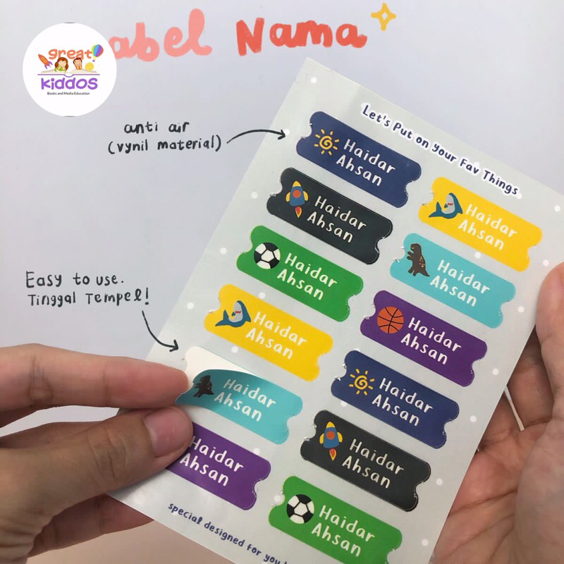 

Label Nama Custom BOX by Ummu Haidar Stiker Vinyl Anti Air Waterproof 1 set isi 128pcs